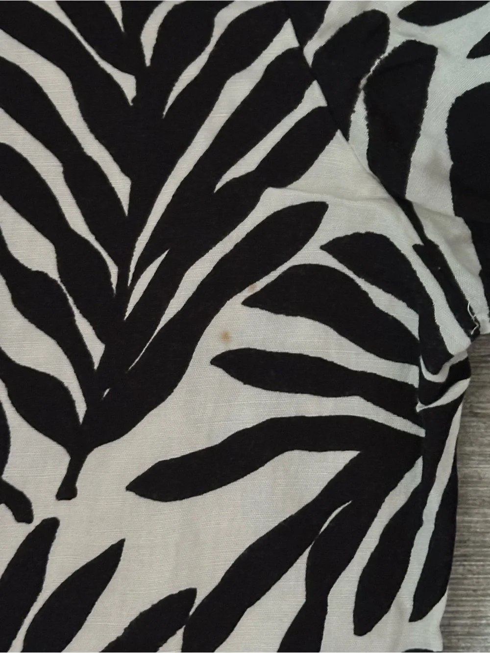 H&M Black & White Tropical Leaf Wide-Leg Pants